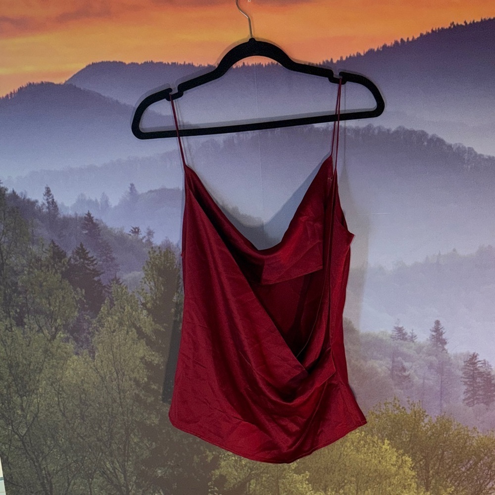 Chic Red Cowl Neck Camisole - Picture 2 of 6